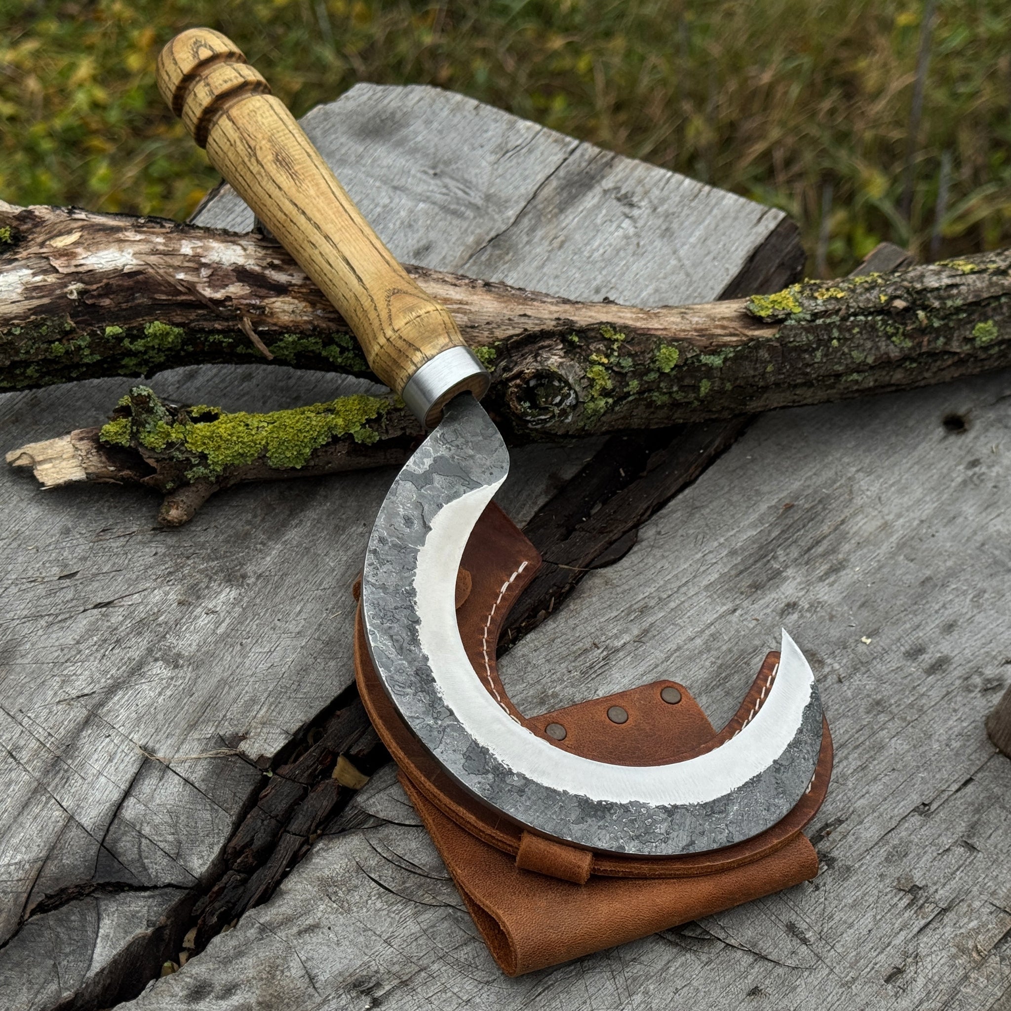 Hand - Forged Small Sickle – 9 cm (3.54 inches) Blade with Leather Belt Attachment - 16