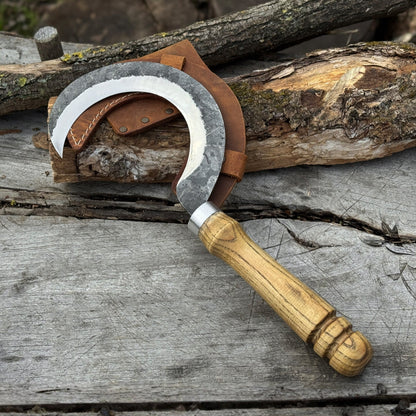 Hand - Forged Small Sickle – 9 cm (3.54 inches) Blade with Leather Belt Attachment - 17