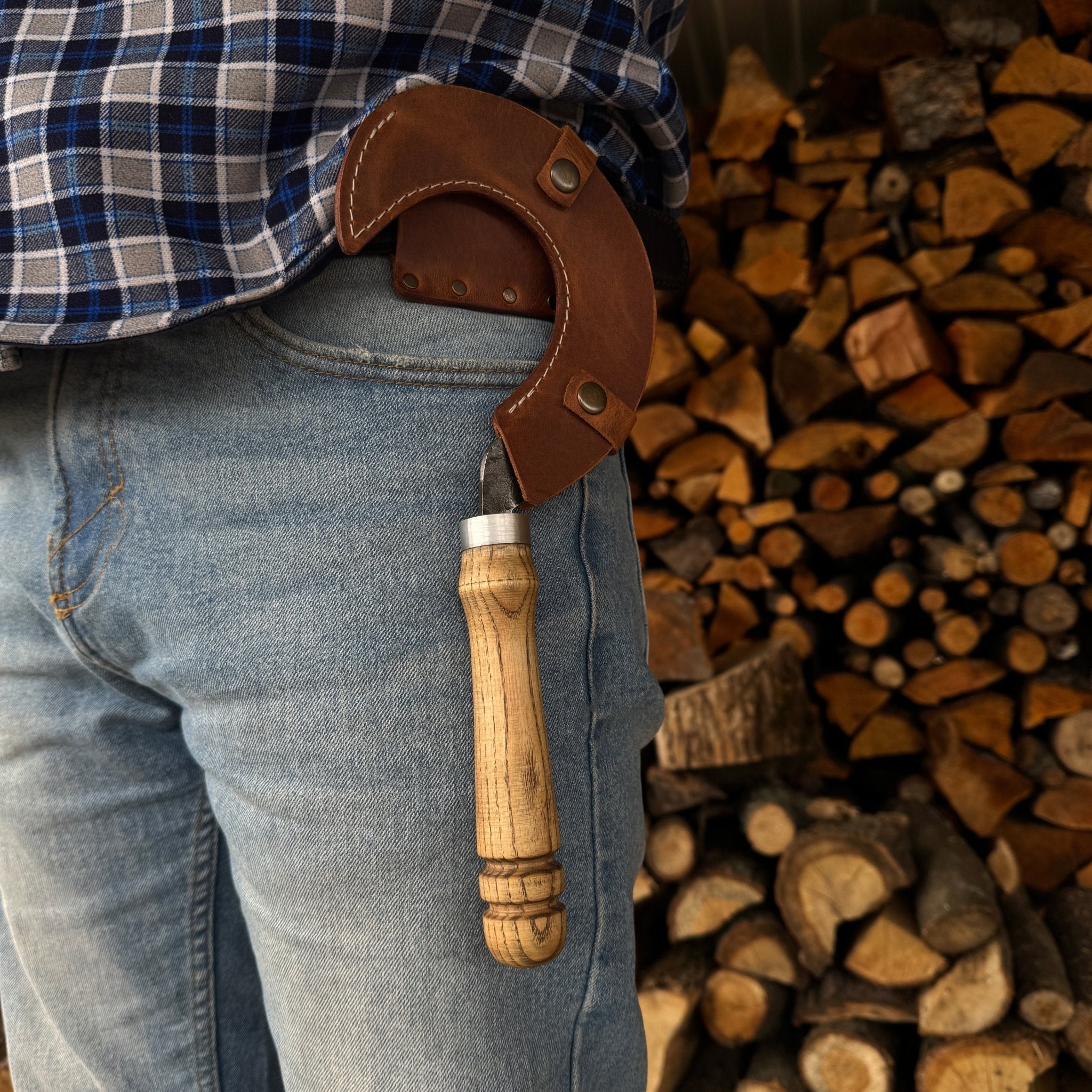 Hand - Forged Small Sickle – 9 cm (3.54 inches) Blade with Leather Belt Attachment - 2