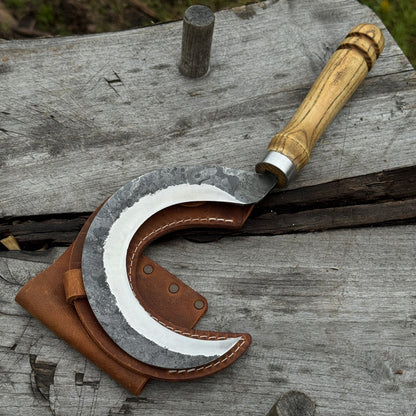Hand - Forged Small Sickle – 9 cm (3.54 inches) Blade with Leather Belt Attachment - 12