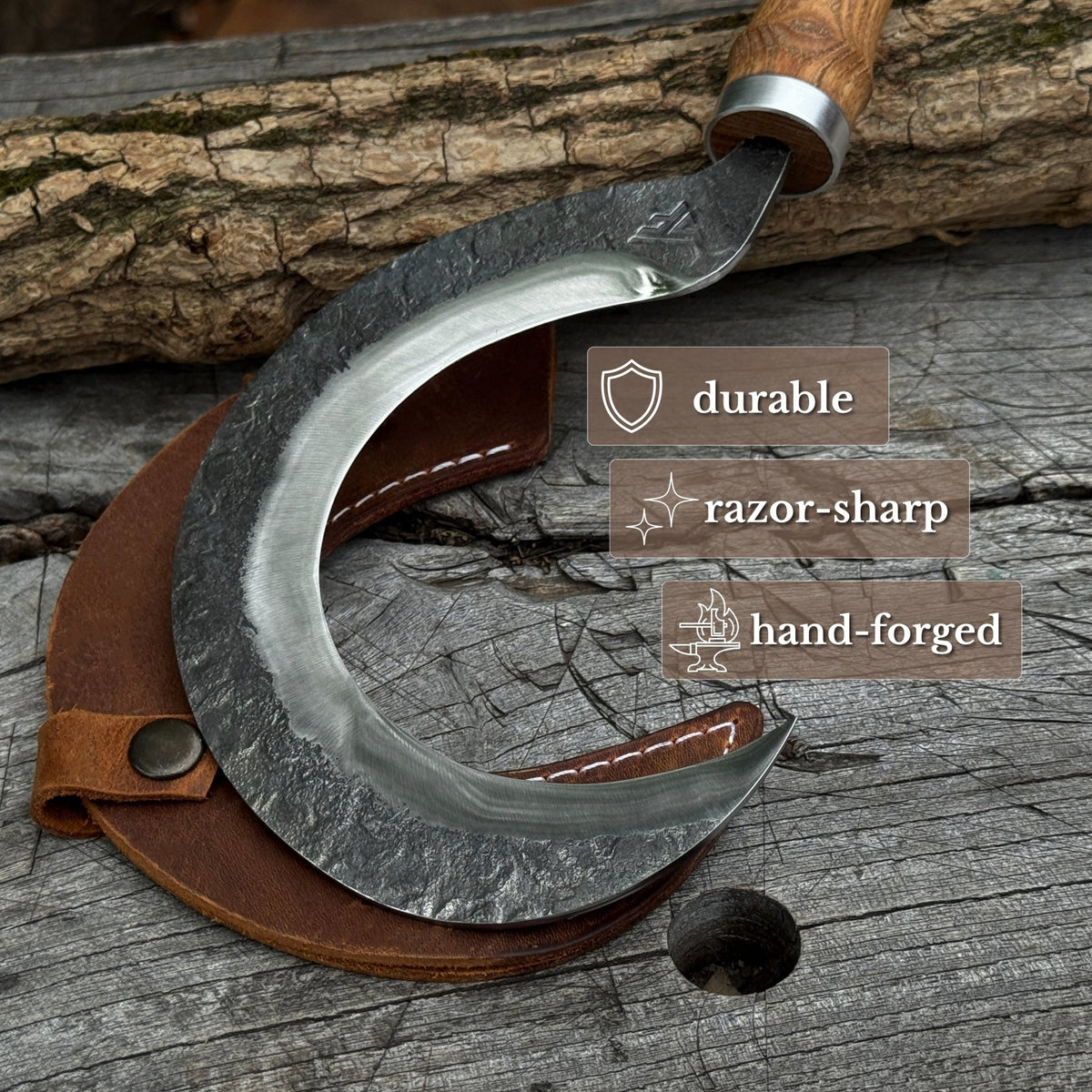 Hand-Forged Small Sickle, ⌀9 cm (3.54 inches) - 3
