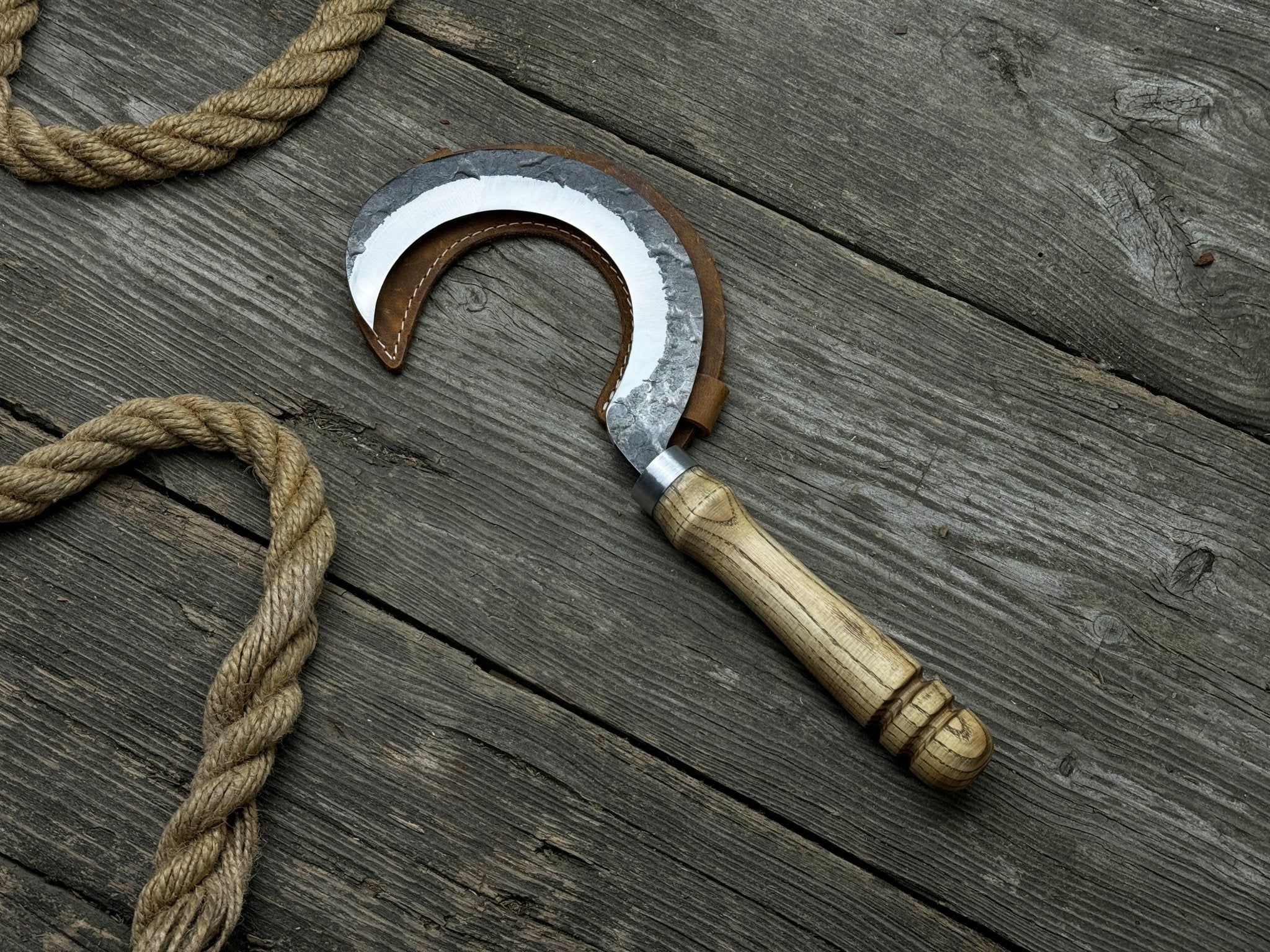 Hand-Forged Small Sickle, ⌀9 cm (3.54 inches) - Sharky Forged Steel Tools