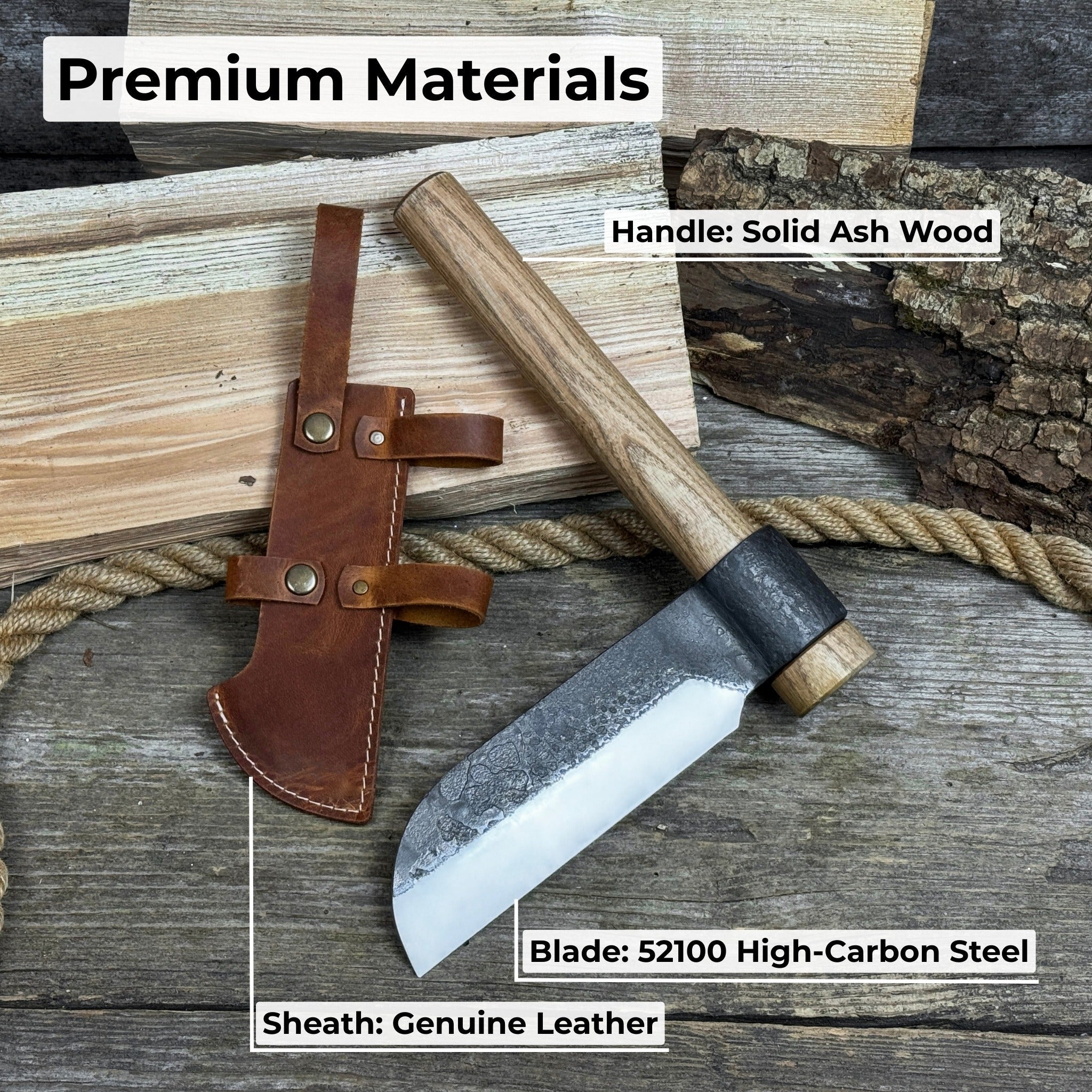 Hand - Forged Small Splitting Froe – Leather Sheath with Handle Holder - 6