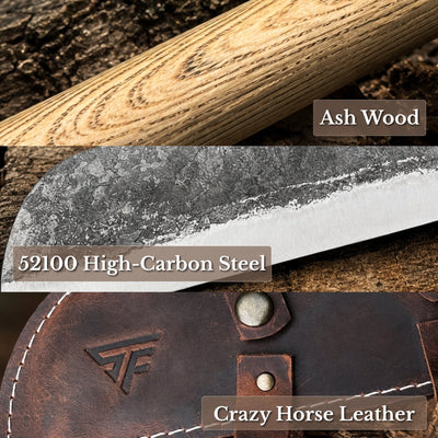 Hand-Forged Small Splitting Froe – Leather Sheath with Handle Holder - 5