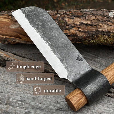 Hand-Forged Small Splitting Froe – Leather Sheath with Handle Holder - 3