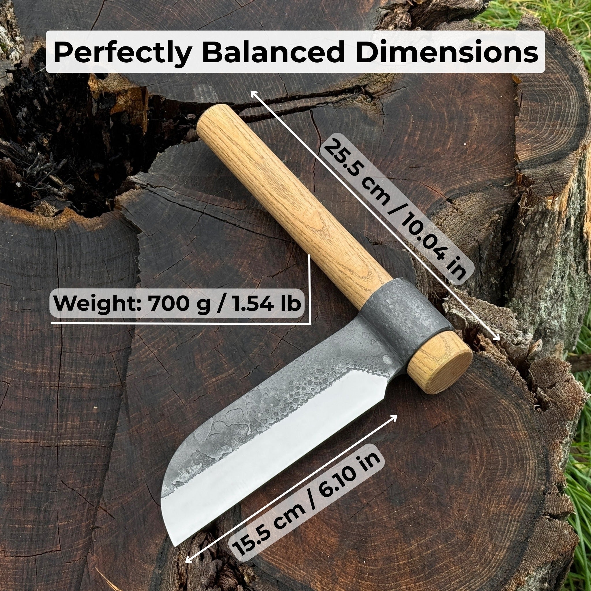 Hand - Forged Small Splitting Froe – Leather Sheath with Handle Holder - 5