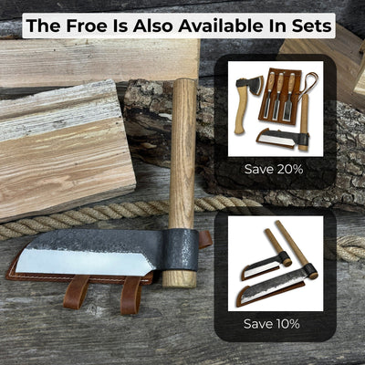 Hand - Forged Small Splitting Froe – Leather Sheath with Handle Holder - 11