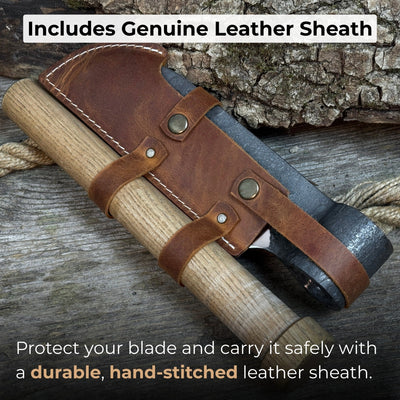 Hand - Forged Small Splitting Froe – Leather Sheath with Handle Holder - 2