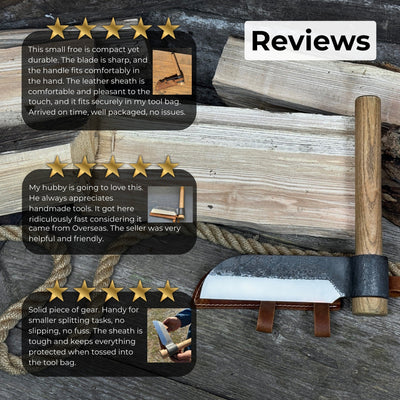 Hand - Forged Small Splitting Froe – Leather Sheath with Handle Holder - 10