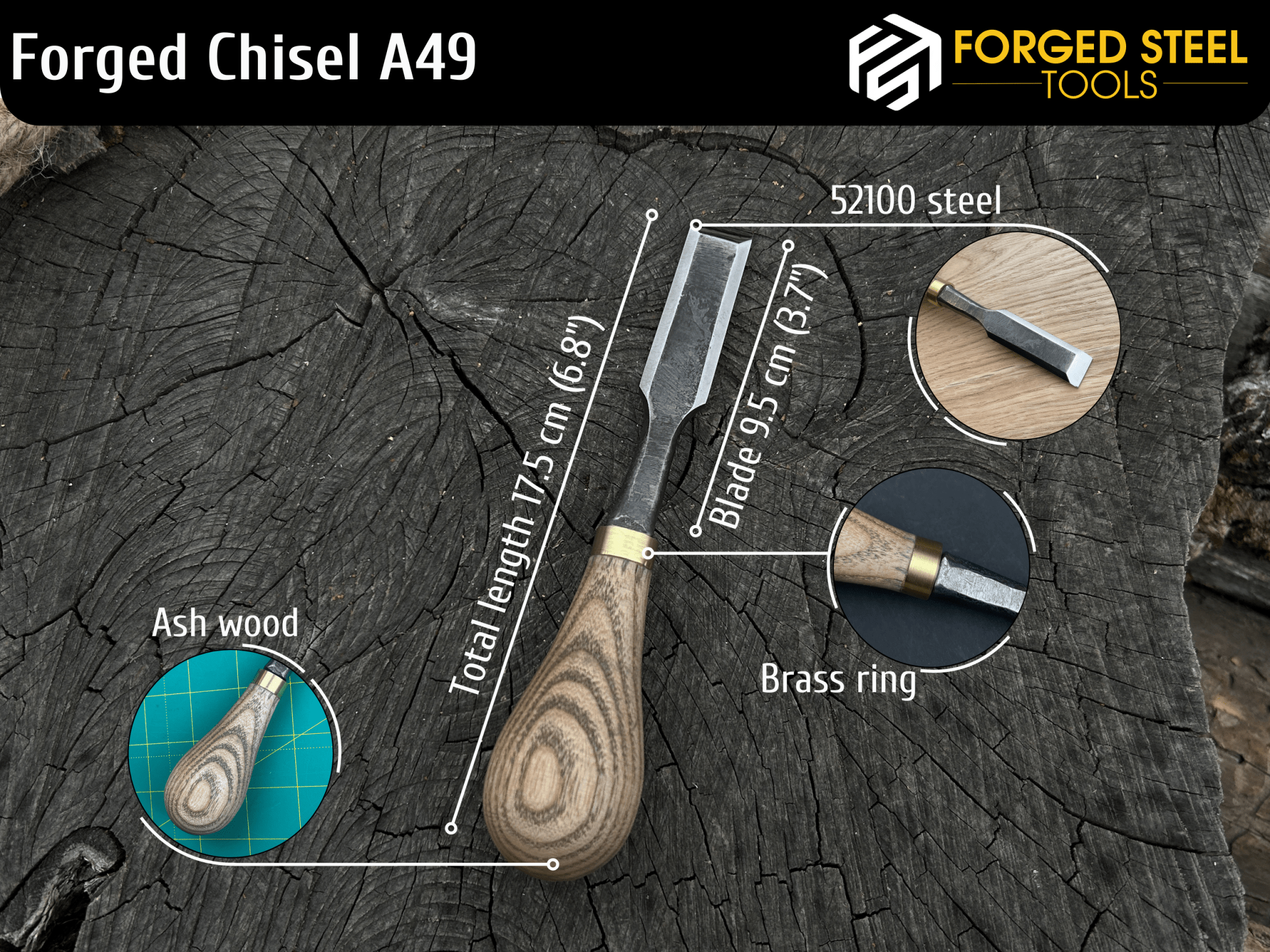 Hand - Forged Small Wood Carving Chisel, 10 - 25 mm (0.39 - 1 inches) - 3