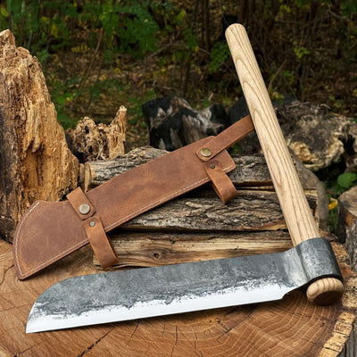 Hand - Forged Splitting Froe – Leather Sheath with Handle Holder - 1