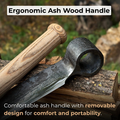 Hand - Forged Splitting Froe – Leather Sheath with Handle Holder - 4