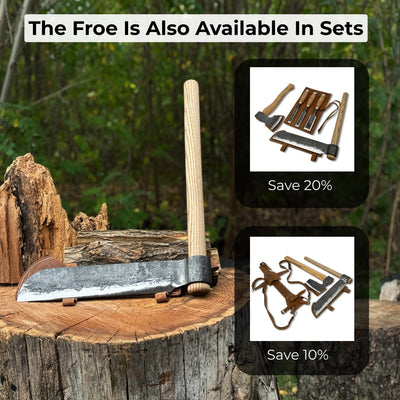 Hand - Forged Splitting Froe – Leather Sheath with Handle Holder - 11