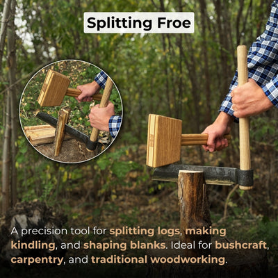 Hand - Forged Splitting Froe – Leather Sheath with Handle Holder - 7