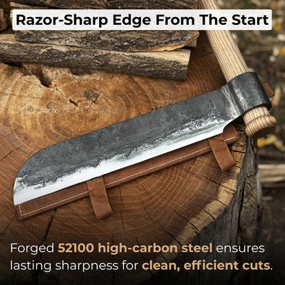 Hand - Forged Splitting Froe – Leather Sheath with Handle Holder - 3