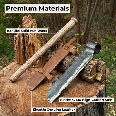 Hand - Forged Splitting Froe – Leather Sheath with Handle Holder - 6