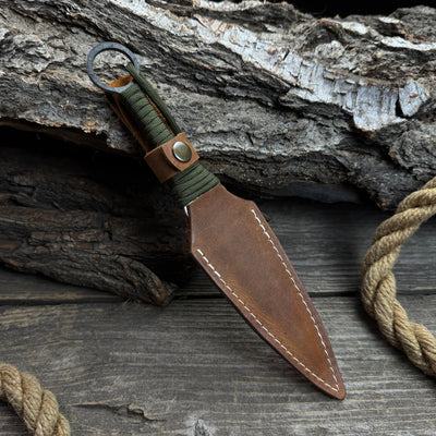 Hand - Forged Throwing Knife – 23 cm (9 in) with Leather Belt Sheath - 6