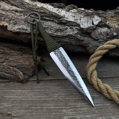 Hand - Forged Throwing Knife – 23 cm (9 in) with Leather Belt Sheath - 10