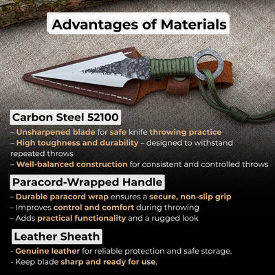 Hand - Forged Throwing Knife with Leather Belt Sheath, 16 cm (6.3 inches) - 5