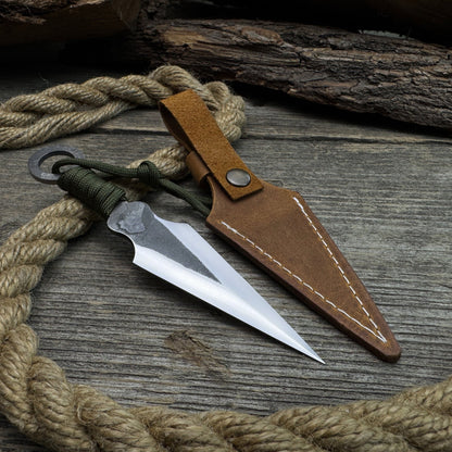 Hand - Forged Throwing Knife with Leather Belt Sheath, 16 cm (6.3 inches) - 2