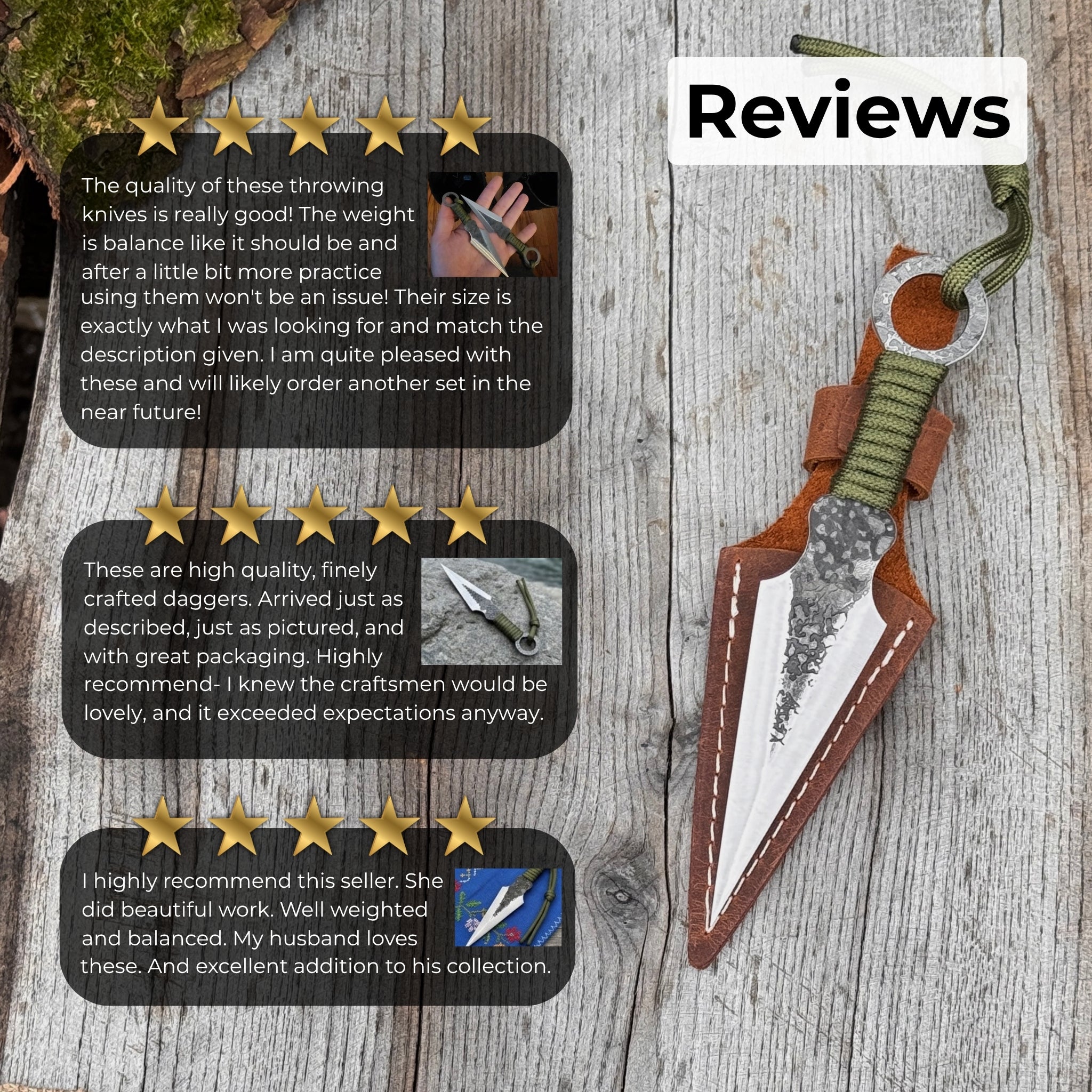 Hand - Forged Throwing Knife with Leather Belt Sheath, 16 cm (6.3 inches) - 10