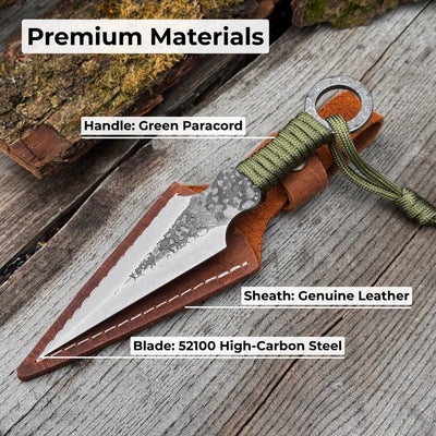 Hand - Forged Throwing Knife with Leather Belt Sheath, 16 cm (6.3 inches) - 7