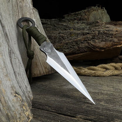 Hand - Forged Throwing Knife with Leather Belt Sheath, 16 cm (6.3 inches) - 9