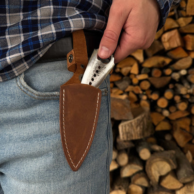 Hand - Forged Throwing Knife with Leather Belt Sheath, 19 cm (7.48 inches) - 2