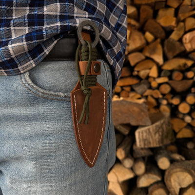 Hand - Forged Throwing Knife with Leather Belt Sheath, 19 cm (7.48 inches) - 3