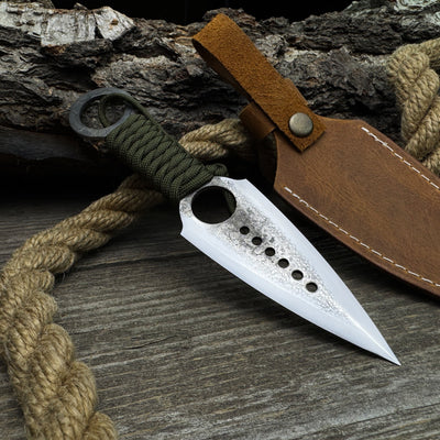 Hand - Forged Throwing Knife with Leather Belt Sheath, 19 cm (7.48 inches) - 8