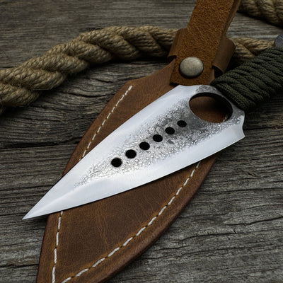Hand - Forged Throwing Knife with Leather Belt Sheath, 19 cm (7.48 inches) - 10