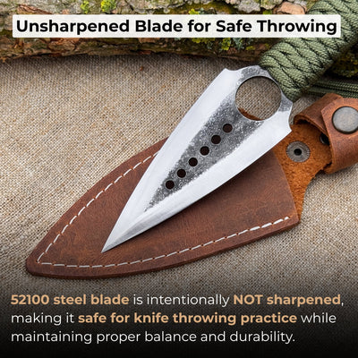 Hand - Forged Throwing Knife with Leather Belt Sheath, 19 cm (7.48 inches) - 2