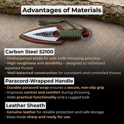 Hand - Forged Throwing Knife with Leather Belt Sheath, 19 cm (7.48 inches) - 5