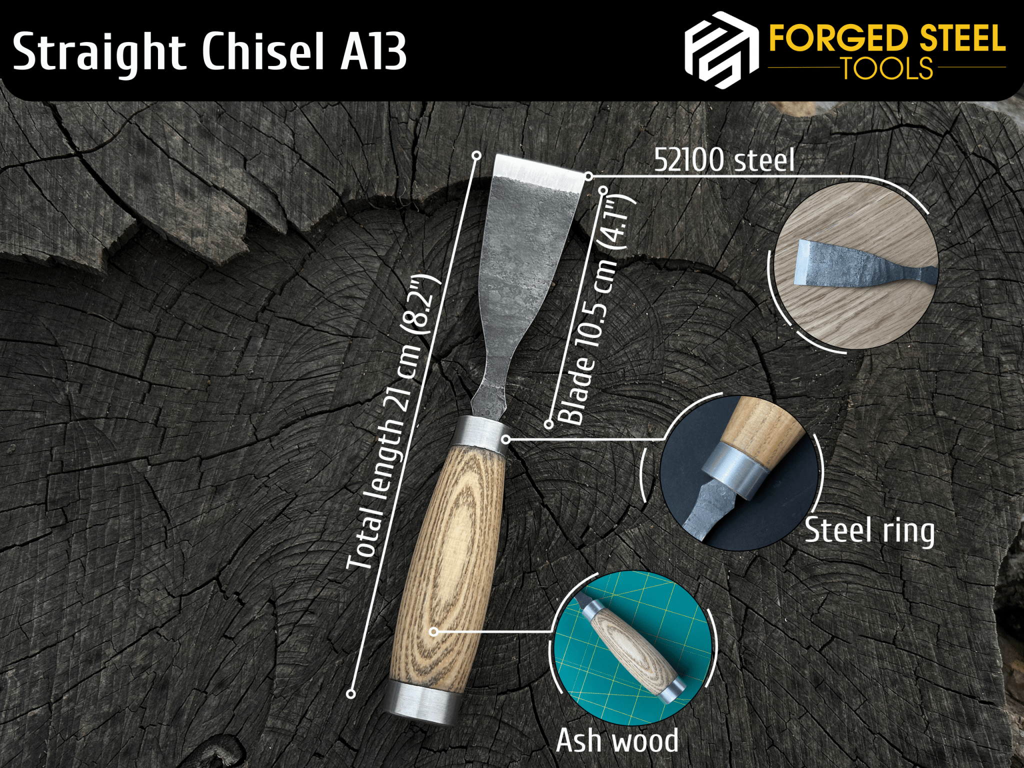 Hand - Forged Wood Carving Chisel, 10 - 50 mm (0.39 - 1.97 inches) - 2