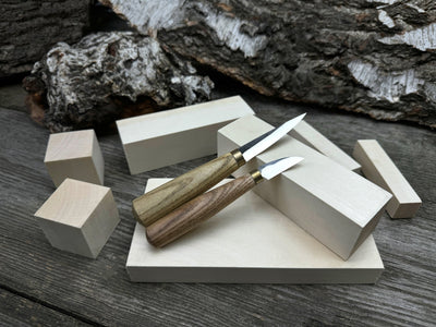 Hand - Forged Wood Carving Tool Set with Wooden Blanks WS8 - 1