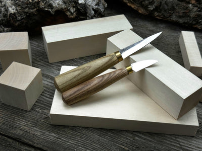 Hand - Forged Wood Carving Tool Set with Wooden Blanks WS8 - 3