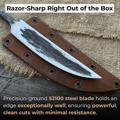 Hand - Forged Yakut Blade with Leather Sheath, 10 cm (3.93 inches) - 2