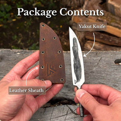 Hand-Forged Yakut Blade with Leather Sheath, 10 cm (3.93 inches) - 9