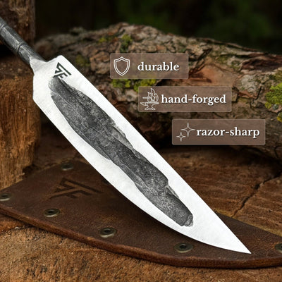 Hand-Forged Yakut Blade with Leather Sheath, 10 cm (3.93 inches) - 2
