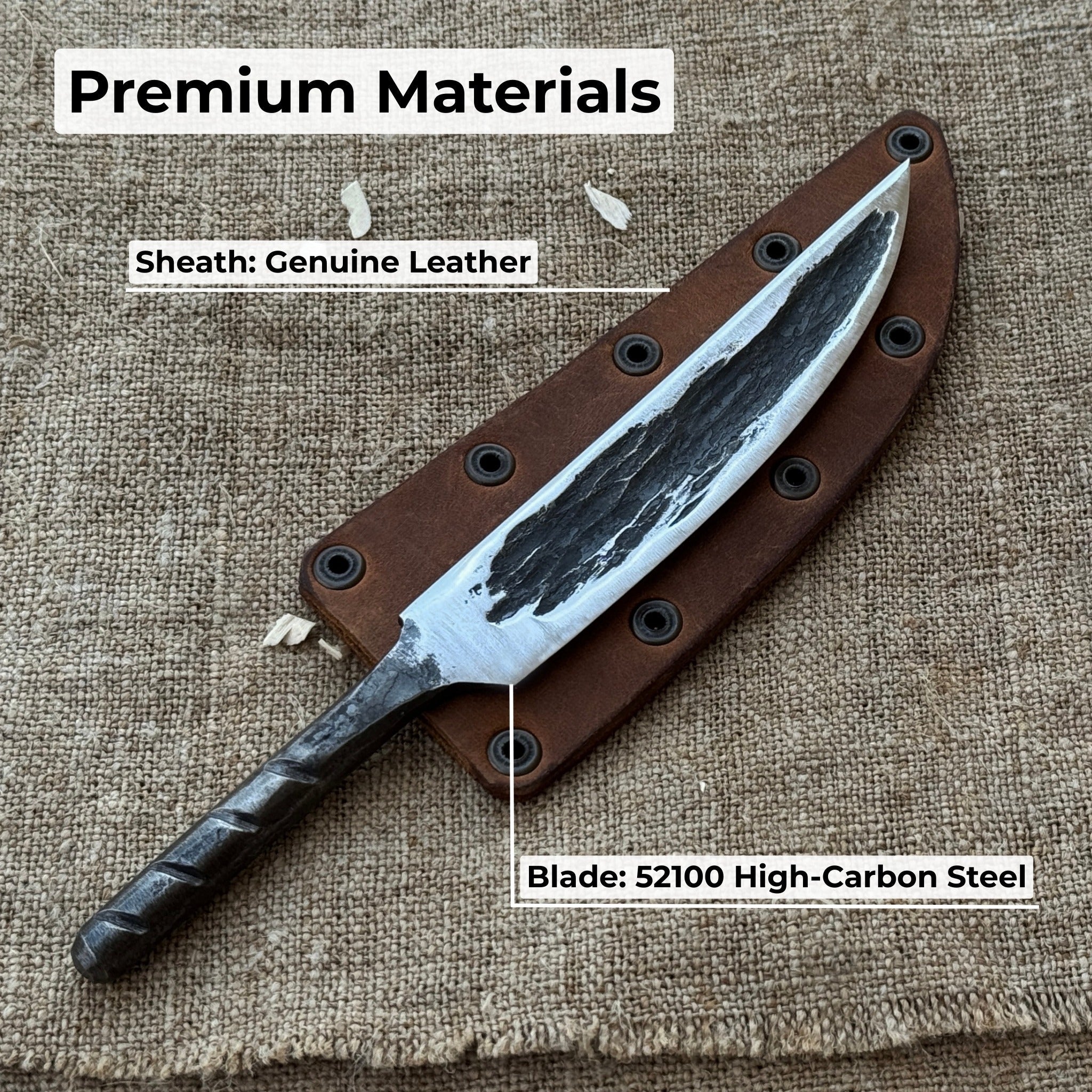 Hand - Forged Yakut Blade with Leather Sheath, 10 cm (3.93 inches) - 6