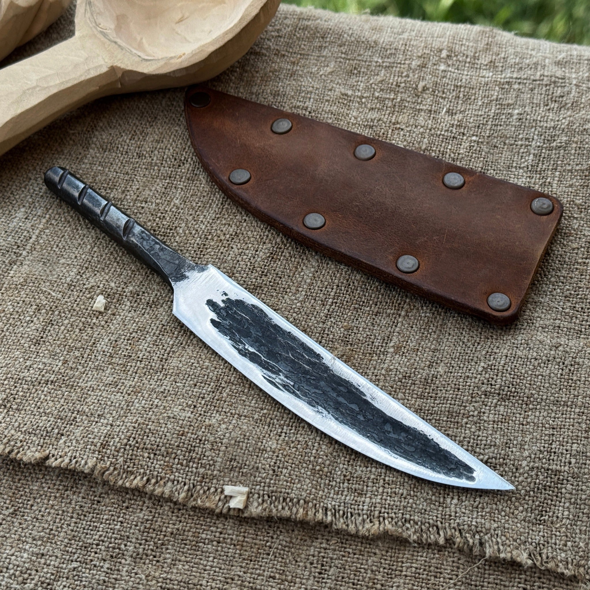 Hand - Forged Yakut Blade with Leather Sheath, 10 cm (3.93 inches) - 1