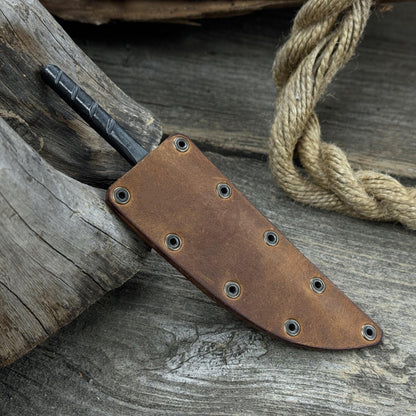 Hand - Forged Yakut Blade with Leather Sheath, 10 cm (3.93 inches) - 2