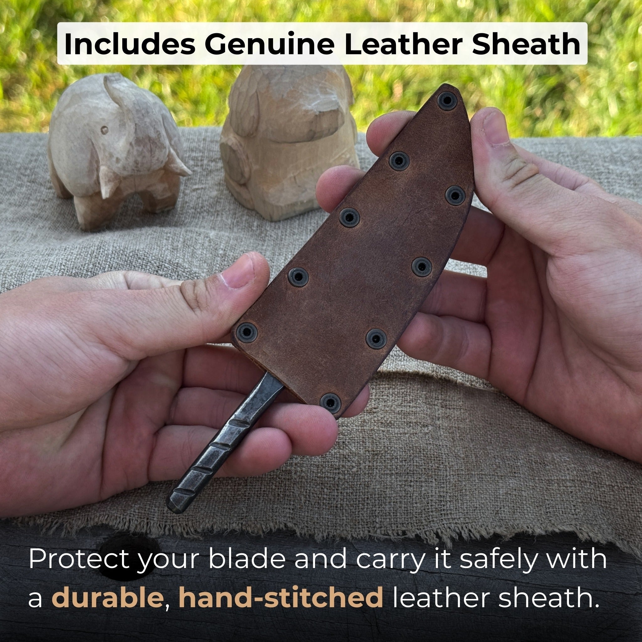 Hand - Forged Yakut Blade with Leather Sheath, 10 cm (3.93 inches) - 4