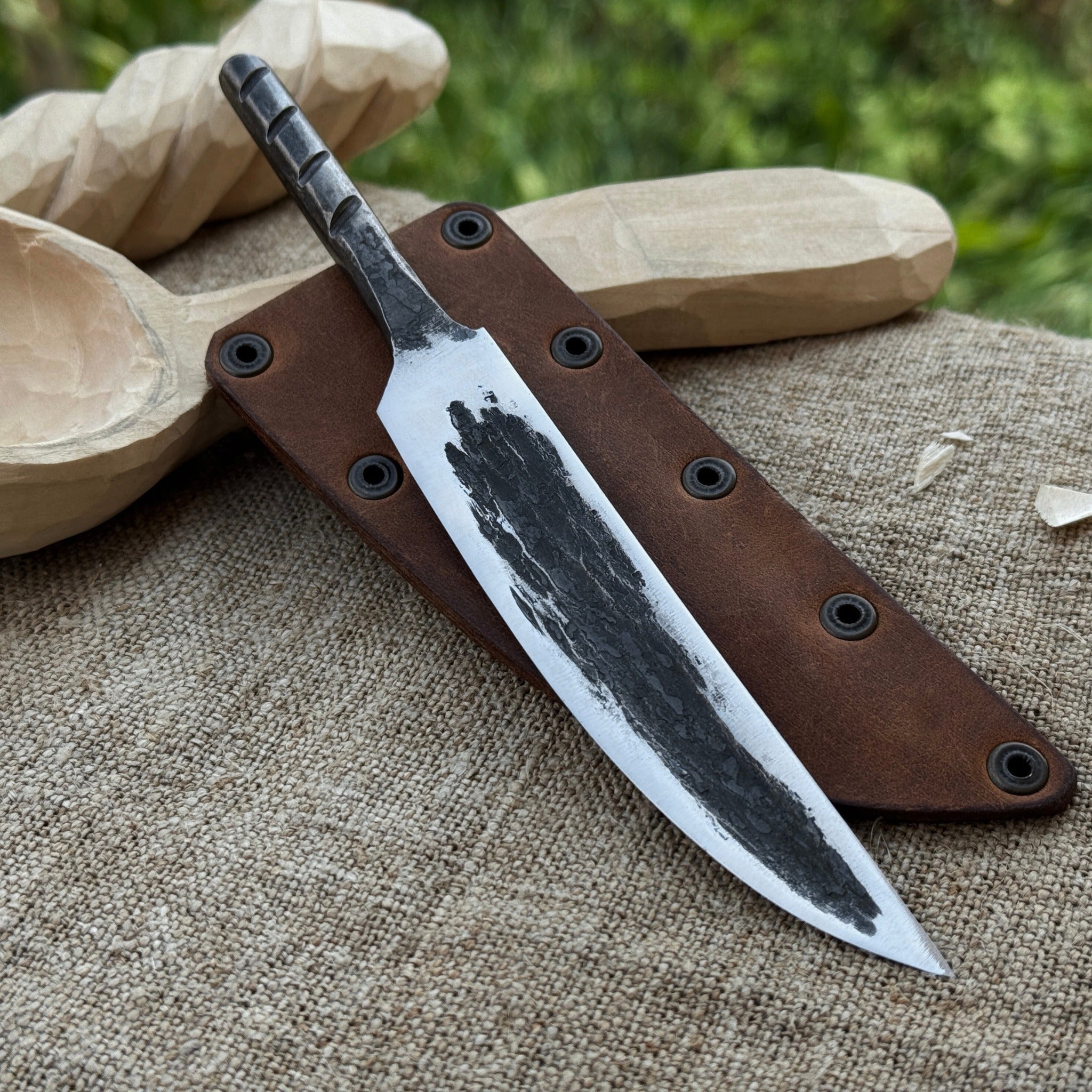 Hand - Forged Yakut Blade with Leather Sheath, 10 cm (3.93 inches) - 1