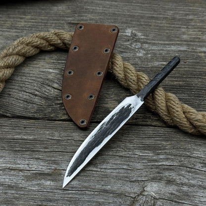 Hand - Forged Yakut Blade with Leather Sheath, 10 cm (3.93 inches) - 5
