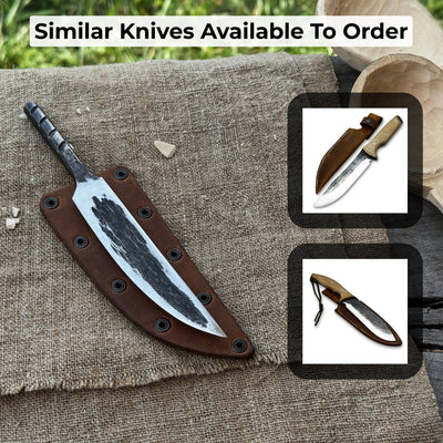 Hand - Forged Yakut Blade with Leather Sheath, 10 cm (3.93 inches) - 10