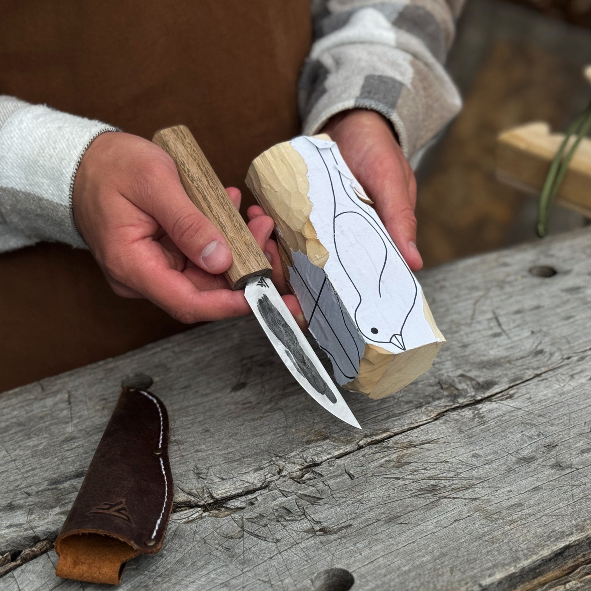 Hand-Forged Yakut Knife with Leather Sheath, 9.5 cm (3.74 inches) - 8