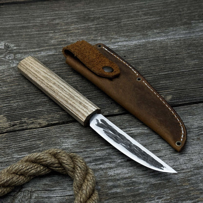 Hand - Forged Yakut Knife with Leather Sheath, 9.5 cm (3.74 inches) - 1