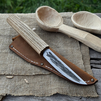 Hand - Forged Yakut Knife with Leather Sheath, 9.5 cm (3.74 inches) - 1