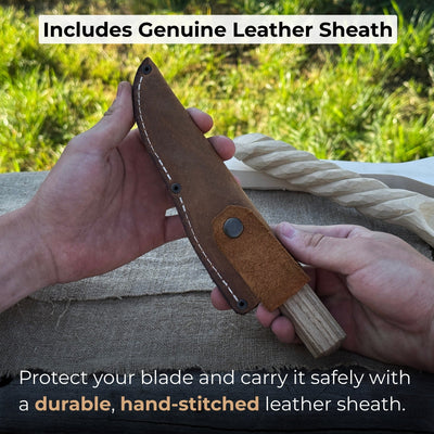 Hand - Forged Yakut Knife with Leather Sheath, 9.5 cm (3.74 inches) - 4